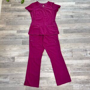 Healing Hands Magenta Women Pants and scrub top